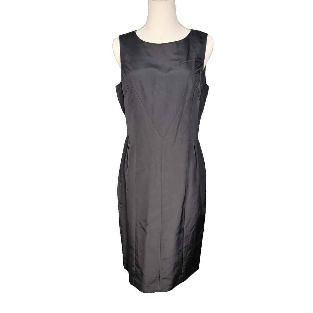 Brooks Brothers LORO PIANA Black Classic Silk CottonSheath Dress Size 8
